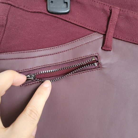 Mossimo Cabernet Red Wine Maroon Faux Leather Stretch Extensible Legging Pants 8 - Picture 5 of 13